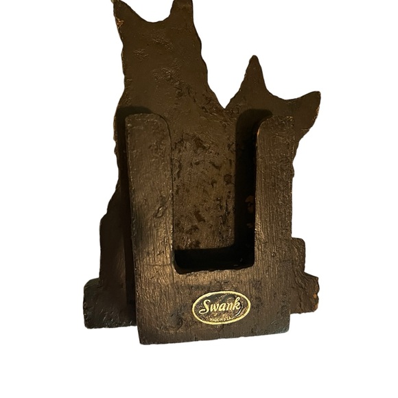 Swank Wood Carved Scotti Terriers Dog brush holder - Picture 3 of 5